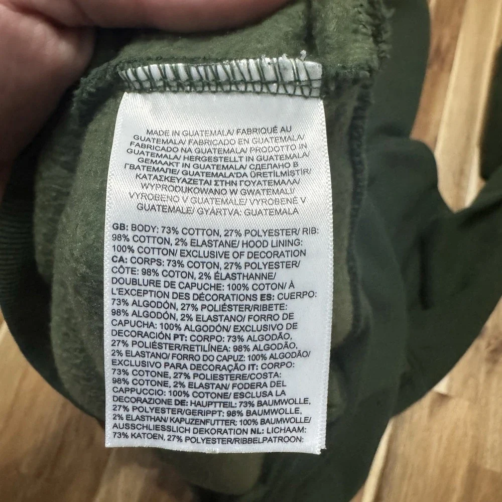 North Face Hoodie Mens L Green Jumbo Logo‎ Sweatshirt Outdoor Fleece Pullover